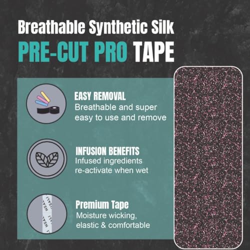 Image of Heali Kinesiology Tape with Magnesium and Menthol, 20 Pcs Precut Strips, K Tape Roll, Knees, Physical Therapy Sports Tape for Muscles and Joints, Water Resistant, Pink Splatter