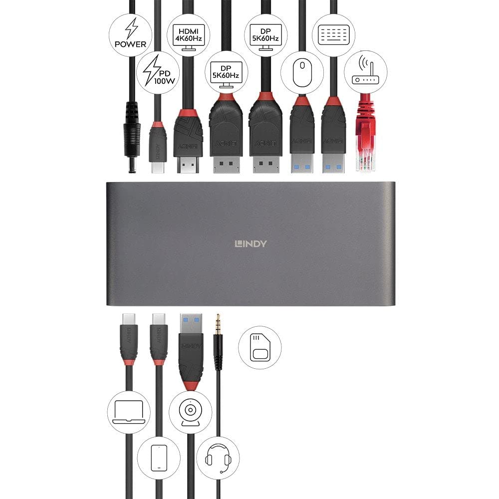 DST-Pro 5K XT, Docking Station USB-C pour Laptop avec Trois écrans (4K) ou Un écran (5K) & Power Delivery 100W