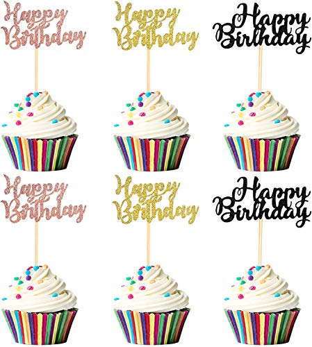 36Pcs Happy Birthday Cupcake Toppers Happy Birthday Cupcake Picks Birthday Cake Decorations Baby Shower Anniversary Party Supplies