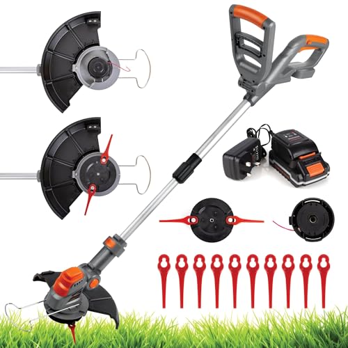 Terratek Cordless Strimmer 2-in-1, 20V 1HR Fast Charge Battery Garden...