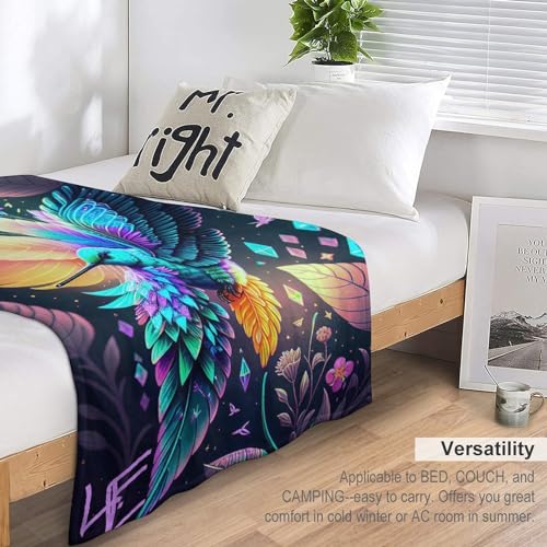 Couvre-lit colibri en flannel douce pour canapé et lit de 140×180cm