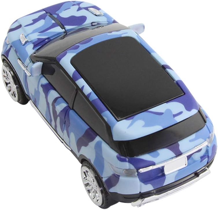 Wireless Car Mouse Sport Car Shape 3 Button Computer Mice 2.4ghz Cordless 1600dpi Optical Gaming Mouse with USB Receiver for PC Desktop Laptop Gift (Camouflage Blue)