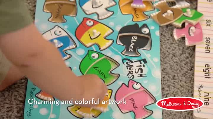 Melissa & Doug Lift & See Numbers Wooden Peg Puzzle - 10 Pieces