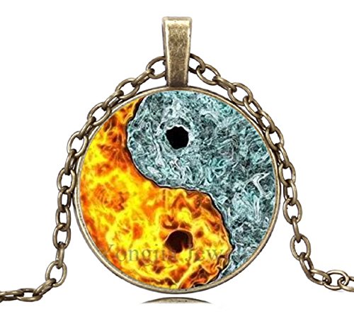 GEMINGO Ice and Fire Necklace New Cheap Yin Yang Necklace Long Yin Yang Necklace Yin Yang Necklace for Women (Golden)