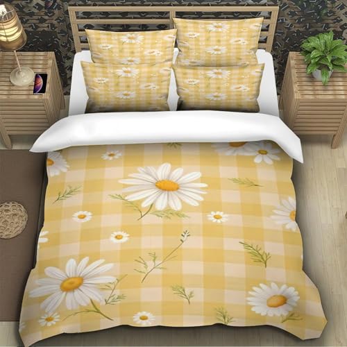 Housse de couette marguerite hypoallergique en microfibre douce