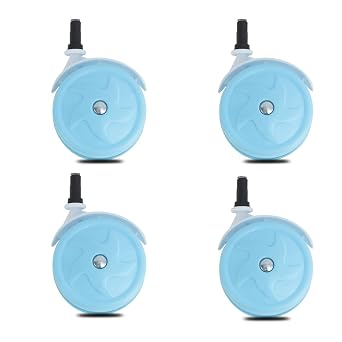 Baby Walker Big Wheels Replacement, Set of 2, Baby Walker Accessories, Plastic Rubber Wheels Casters, Universal, Blue-3, 8mm