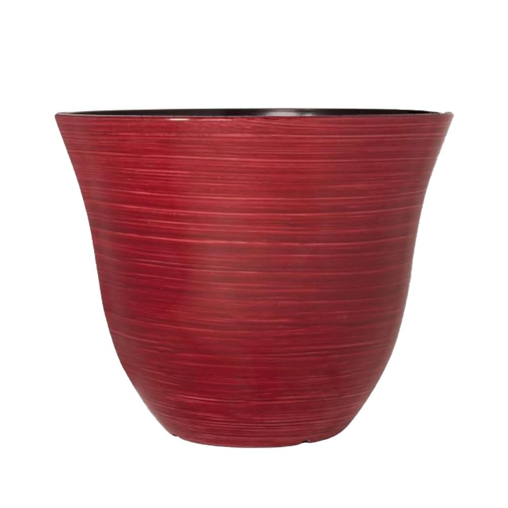 Shopior Burgundy Swirl Round Plastic Plant Pot | Swirl Gloss Planter – 4L Indoor Outdoor Flower Pot With Drainage Holes | Weatherproof Decorative Garden Container For Plants, Herbs, Shrubs (, 23Cm - Pack 1)