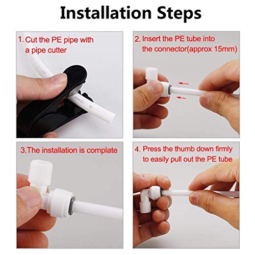 Image of 1 /4 Inch Elbow Connectors for RO Water Purifier - Pack of 12 | Quick Fit Push Connectors for Solid Filter Cartridge | RO System Spare Parts for UV UF Water Filters
