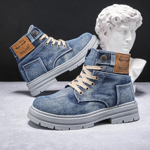 Fashion High-Top Denim Chunky Ankle Boots for Men Women Trendy Comfort Chunky Sneakers Casual Workwear Shoes2