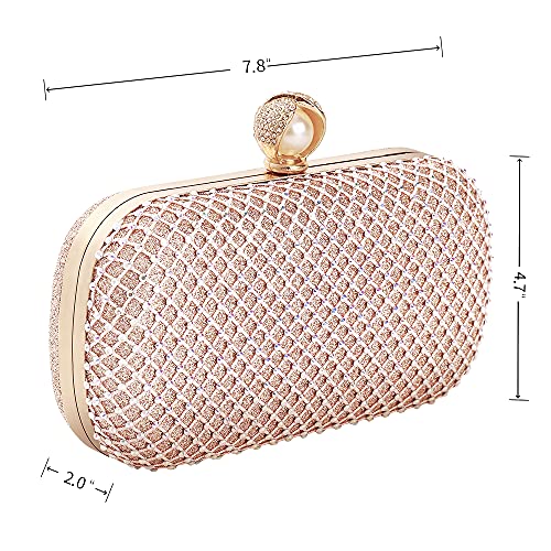 Image of M106 Glitter Clutch Purse For Women Sparkly evening bags Prom Party Handbag Rose Gold