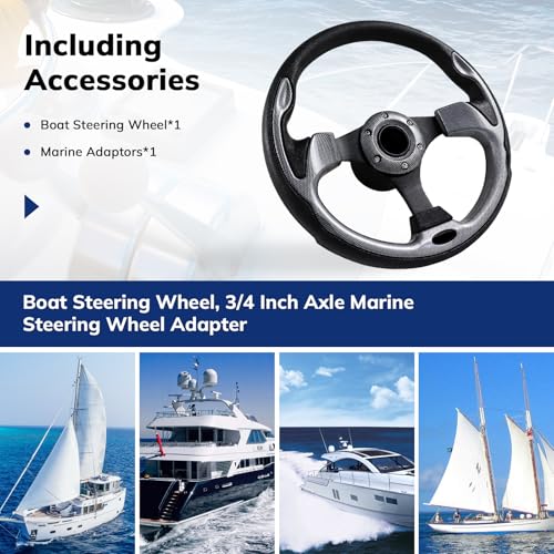 image for QYMOPAY 12.5 Inch Boat Steering Wheel With 3/4