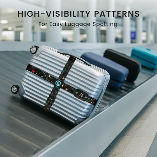 Image of Travelkin Luggage Straps TSA Approved, Suitcase Straps with TSA Lock | Adjustable, Cross luggage belt strap, combination lock, Travel,Reinforced Buckle,multiple colors, locking suitcase belt