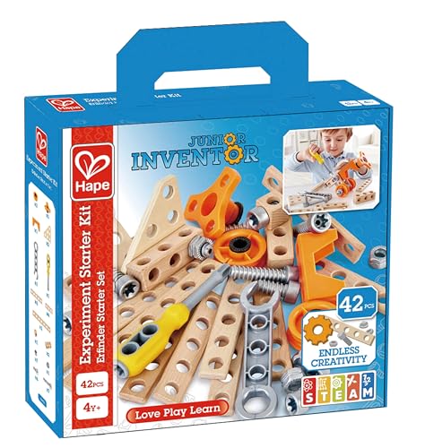 Image of Hape Junior Inventor Experiment Starter Kit | 42 Piece Construction Building Toys, STEAM Science Kit for Kids 4 Years and Up