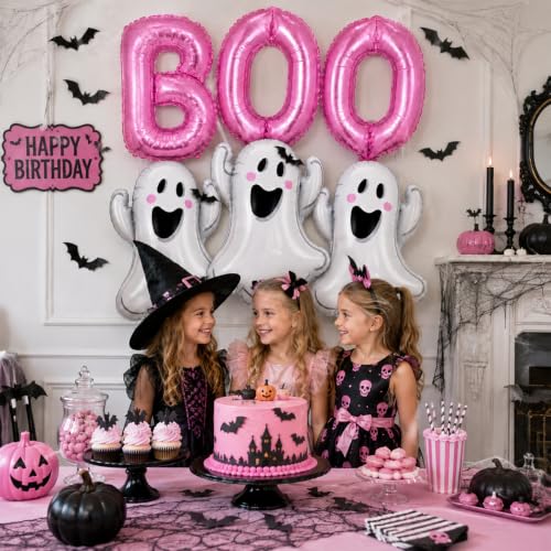 Image of Halloween Foil Balloons Pink Halloween Balloons Ghost Balloon BOO