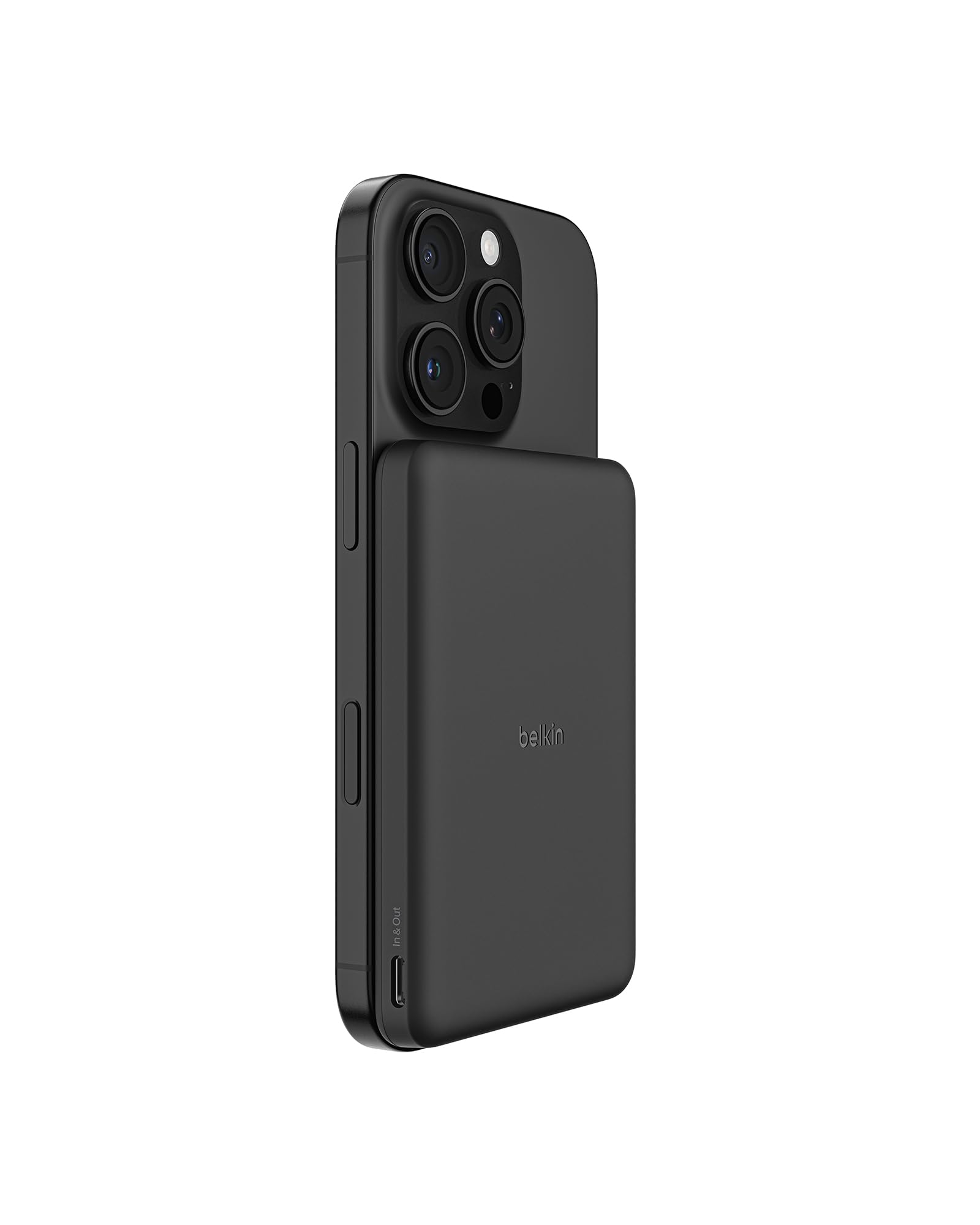 Belkin BoostCharge Cienki Magnetyczny Powerbank 5000 mAh USB-C – Czarny | Powerbank Bezprzewodowy 5000 mAh, Pierścień Magnetyczny, Port USB-C, Naładowany, Kabel w Zestawie, do Podróży Samolotem