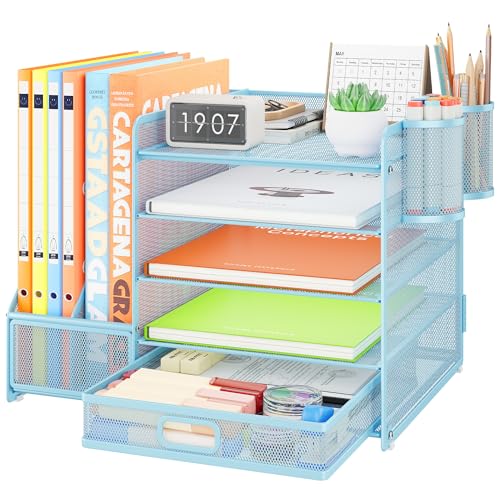 VITVITI Desk Organiser with File Holder, 5 Tier Desk Tidy Organiser with 2 Pen Holders - Image 2