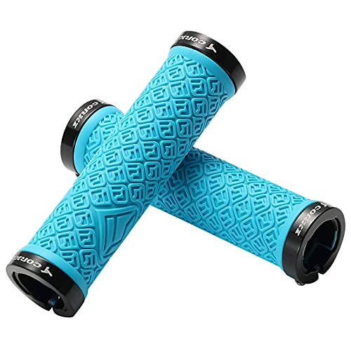 Bynccea Poignées de guidon de vélo, poignées antidérapantes pour vélo de montagne avec serrure en aluminium, poignées VTT, poignées universelles, fermeture à 2 côtés Cover