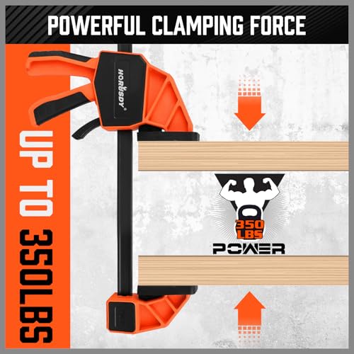 Image of HORUDSY 3-Pack 12-Inch Bar Clamps Set with Leveling Block Clamps, Heavy Duty 350LBS Load, One-Handed Quick Grip Woodworking Clamps, Expandable Spreader with Connector