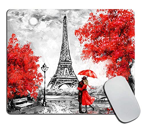 Eiffel Tower Mouse Pad, Vintage French Landscape Scenery Romantic Oil Painting Customized Non-Slip Rubber Base Mousepads, Computer Mouse Pads for Wireless Mouse 9.5×7.9×0.12 inches