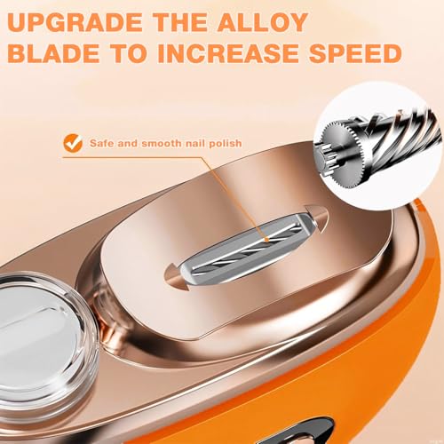 Image of ZIBUYU Electric Nail Trimmer Nail Filer with Light, USB Cordless Quiet Nail Clipper with 3 Speed, Travel Nail Cutter with Dust Bin, 500mAh Battery
