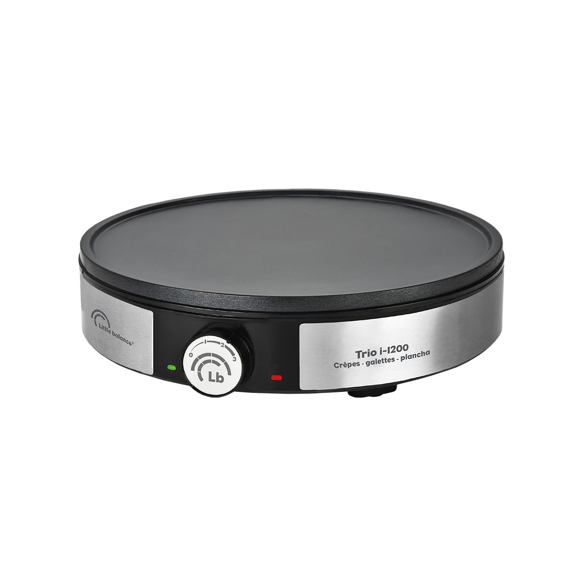 LITTLE BALANCE 8383 Maxi-Pancakes Trio i-1200 Electric Crepe Maker, Wood, Stainless Steel
