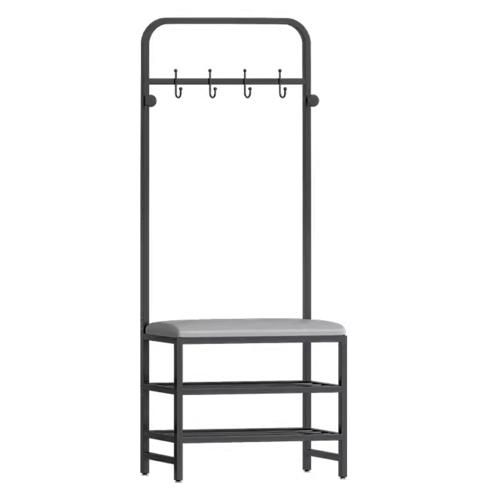 LWJSOCP Entryway Hall Tree with Storage Bench & Coat Rack Freestanding Shoe with PU Leather Seat Metal Frame & Hooks for Efficient Home nization