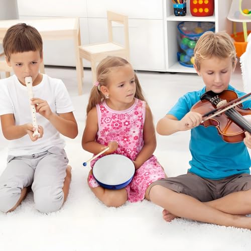 Hand Drum Set, 5 Pcs Faux Leather Hand Drums with Drumsticks, Sizes 4/6/8/10/12 in, Classic Round Design, Vibrant Colors