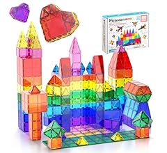 PicassoTiles Magnetic Tiles 60pcs Kids Toys Classroom Sensory Toy for Toddlers STEM Learning Building Blocks, Montessori Pr…