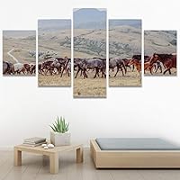 SIGNWIN 5 Panel Canvas Wall Art Animals Expressionism Group Modern Artwork for Home Decorations Ready to Hang - 60