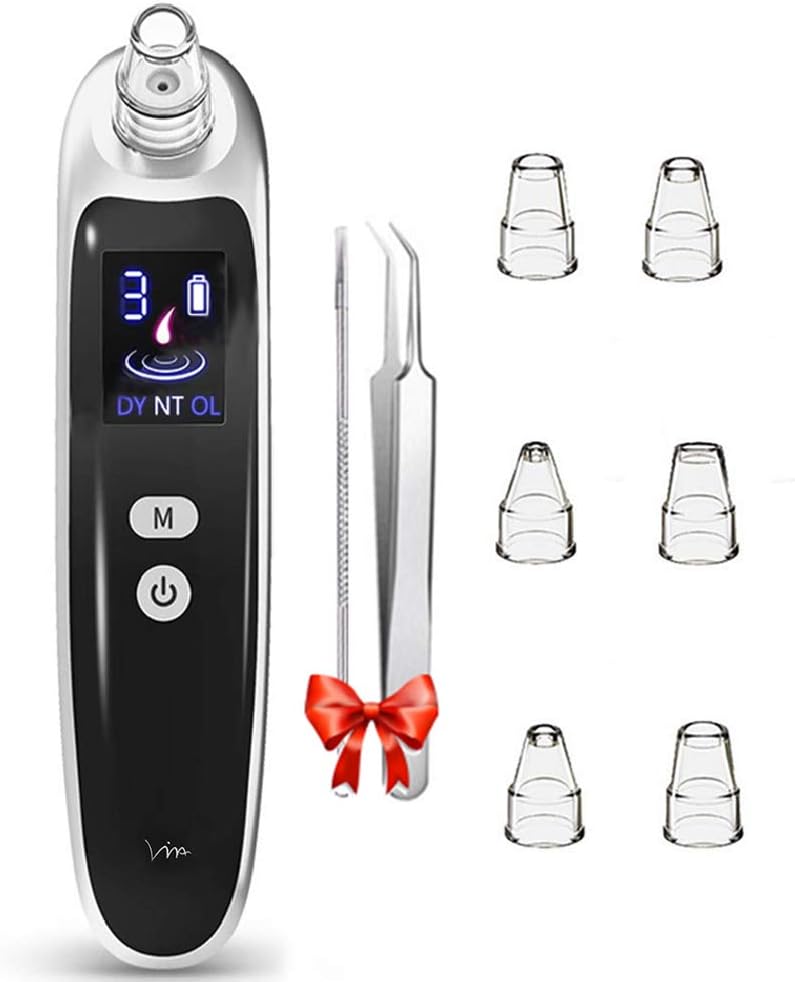 BUDDYGO Blackhead Remover Vacuum Pore Cleaner, USB Rechargeable Blackhead Removal Tool With 3 modes, 3 Adjustable Suction Power and 6 Replacement Probes