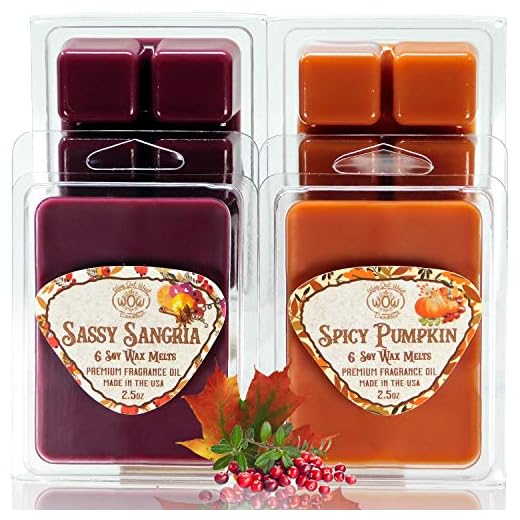 Way Out West Candles - Scented Wax Melts - Highly Fragrant Air Freshener - 4 Pack Assorted Set of 6 Melt Cubes (4, Spicy Pumpkin & Sassy Sangria)