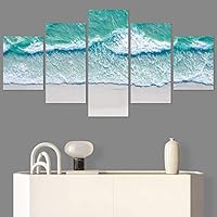 SIGNWIN 5 Panel Canvas Wall Art Beach Blue Coastal Cool Photography Relax/Calm for Home Decorations Ready to Hang - 60