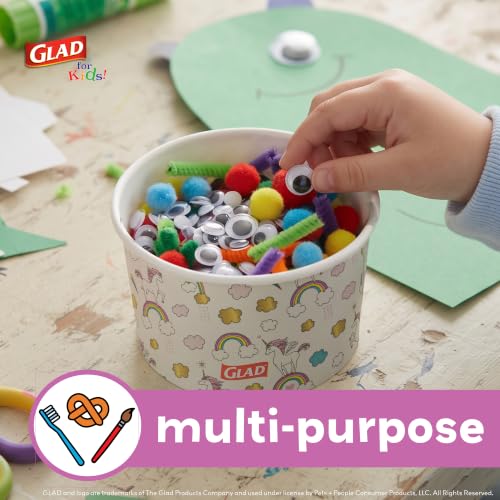Glad for Kids Unicorn Disposable Paper Snack Bowls, 6 Oz, 26 Count | Fun kid-friendly design, for ice cream, fruit, and snacks, disposable, lids not included, party-ready - image 8
