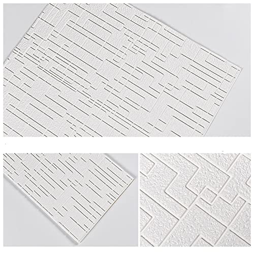 Paneles Pared Pegatinas de pared 3D Paneles auto adhesivos decorativos Impermeable Papel tapiz for el hogar Decoración dormitorio Sala estar Kids Baño Cocina(White,12Pcs (35cmx35cm))