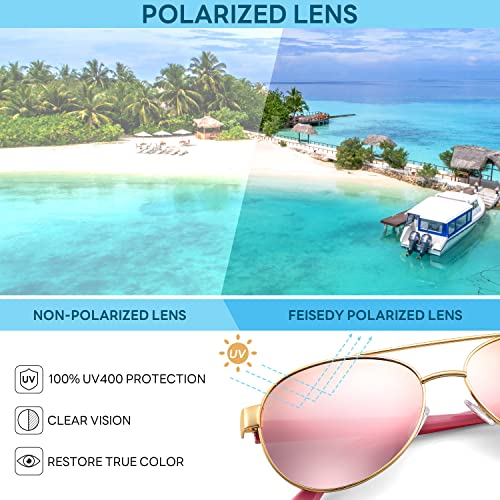 FEISEDY Classic Aviator Sunglasses for Women Pilot Polarized Sunglasses Men UV400 Protection for Driving Fishing Golf B41092