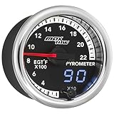 MaxTow Match 2200 F Pyrometer Exhaust Gas Temp Gauge Kit for Dodge Ram 6.7L Cummins 4th Gen Diesel Truck - Includes EGT Probe - Double Vision Display with Analog & Digital Readouts - 2-1/16' 52mm