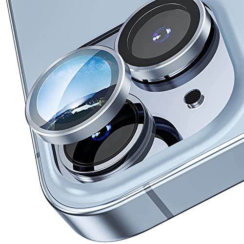 Image of LINEOVAL Compatible for i Phone 14 | iPhone 14 Plus Camera Lens Protector,Tempered Glass Bling, Alloy Metal Camera Ring Guard for i phone14 | iphone 14 plus Blue