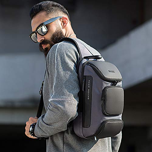 Sling Chest Bag Men Business Shoulder Crossbody Backpack fit 9.7 inch Tablet Large Casual Daypack for Outdoor Travel Work Hiking Running Indoor Activities Durable Polyester Gray2