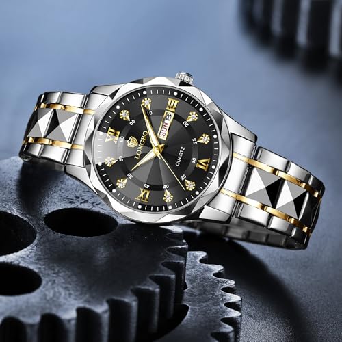 Image of LONGBO Zenith Diamond Analog Watch for Men Business Stainless Steel Watches Luxury Men's Wristwatch | Birthday Gift for Men | Gift for Husband | Gift for Brother