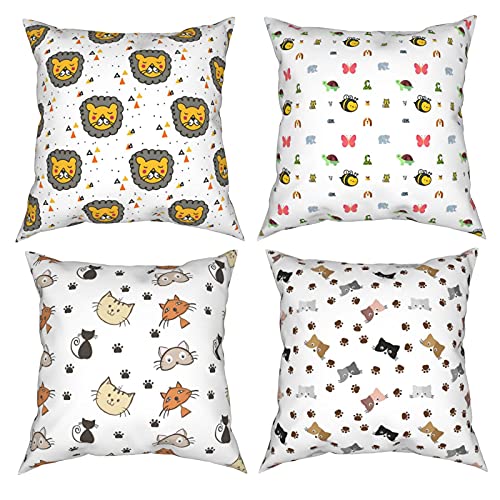 Innopics Kissenbezug mit Cartoon-Tiermuster, 4er-Set Cover