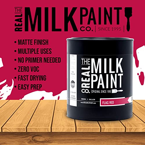 Real Milk Paint, Wood Paint For Furniture, Matte Paint For Cabinets, Walls, Brick, And Stone, Water Based Organic, No Voc, Flag Red, 1 Oz. Sample #TOP2