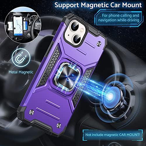 Image of Anqrp Heavy Duty Case for iPhone 13 /14 Case with Enhanced Ring Holder Grip Stand, Military Grade Shockproof Rugged Drop Protective Silicone Hard Slim iPhone 13 /14 Phone Case Cover,Purple