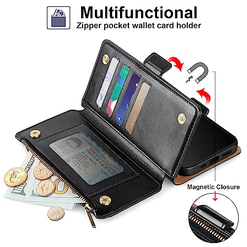 Antsturdy Compatible with iPhone 11 Pro Max Wallet Case,RFID Blocking PU Leather Phone Case Women Men flip Shockproof Cover Wrist Strap Zipper Credit Card Holder Slots,for Apple 11 Pro Max,Black by Antsturdy - Used condition - Image 4