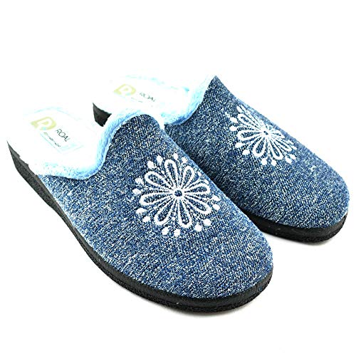 ROAL - ZAPATILLA DE CASA CON PISO ANTIDESLIZANTE Y FORRO CÁLIDO Y SUAVE Sintético MUJER color: MARINO talla: 36