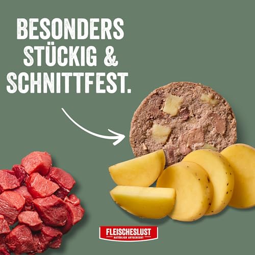 Fleischeslust Hundewurst, Pures Lamm mit Kartoffel als Futterbox (8x400g), Sensitive Nassfutter-Wurst schnittfest & getreidefrei, Hundefutter für ausgewachsene Hunde