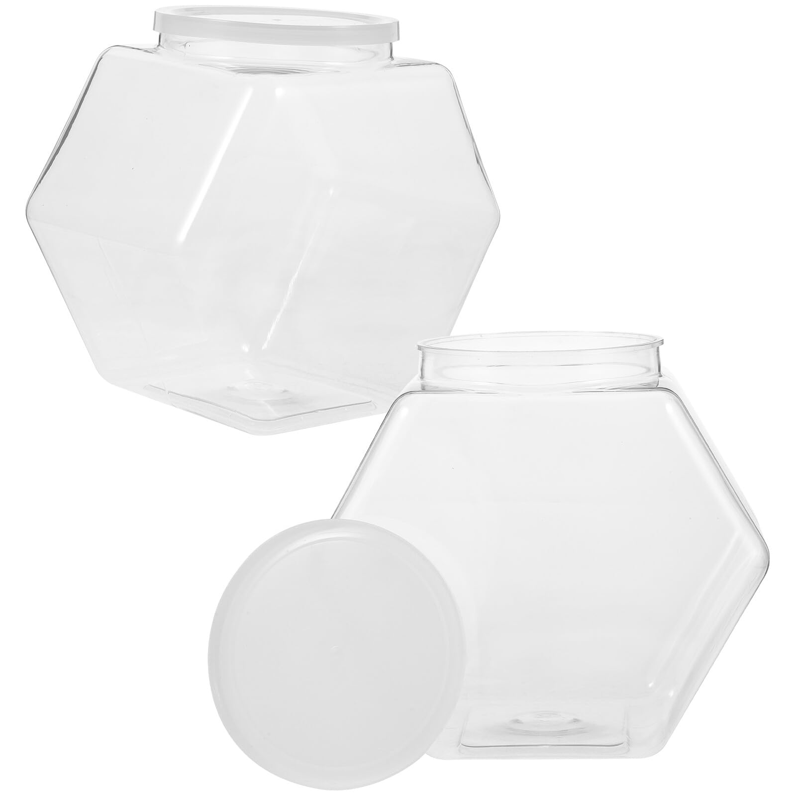 2 pezzi Barattoli Esagonali in Plastica per Dolcetti e Snack Coperchi Ermetici Contenitori Alimentari Trasparenti per Conservazione Pulita e Asciutta Facile da Pulire e Riempire
