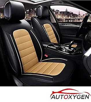 AUTOXYGEN Car leatherite seat cover (1012) Black And Beige For Maruti Suzuki Swift Dzire (Till 2016)