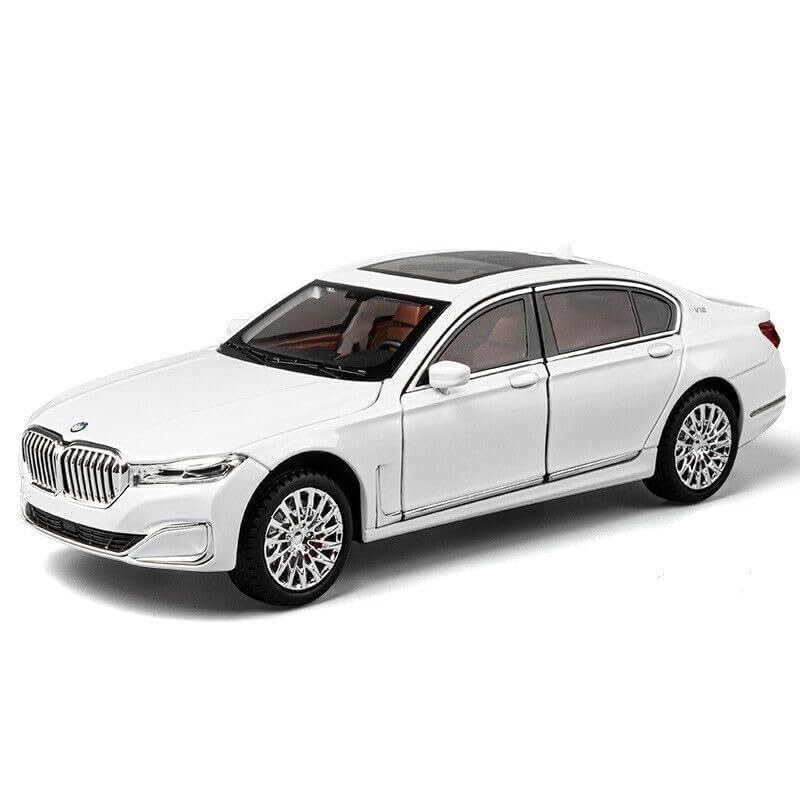 Image of 1:24 B-M-W XM Diecast Metal Pull Back Car with 6 Openable Doors with Sound and Light Toy Decoration car Best Gift Toys for Kids (1:24 B-M-W 760iL - White)