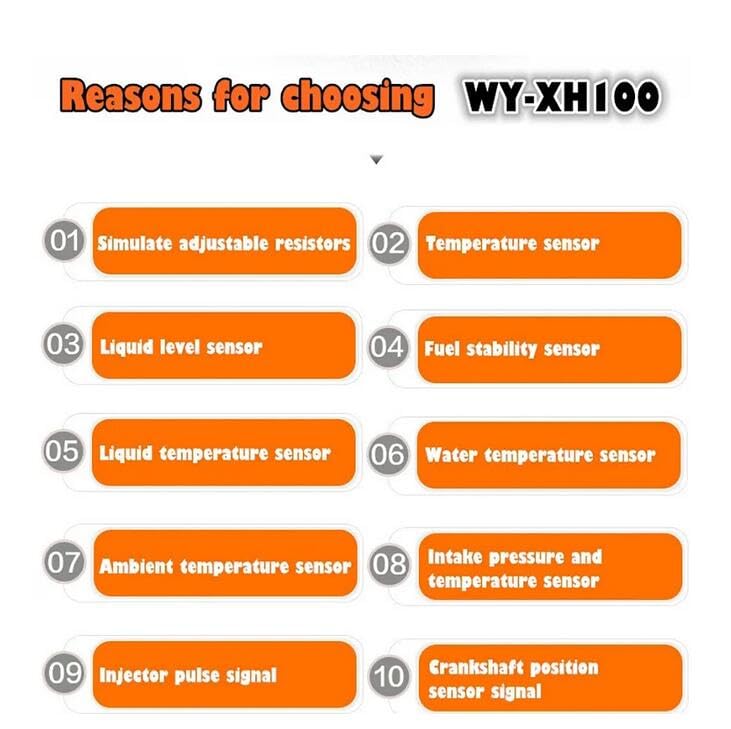 Graphic listing reasons for choosing WY-XH100, including various sensor simulations