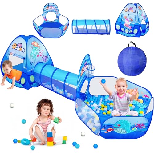 PigPigPen 3 in 1 Kids Play Tent with Tunnel, Ball Pit...
